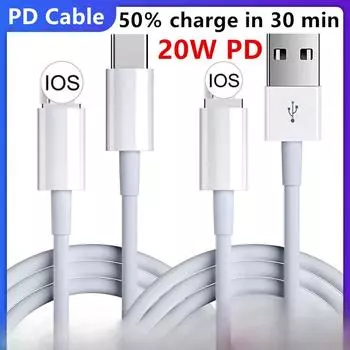 Кабель USB C, 20 Вт для iPhone 11, 12, 13 pro, кабель для быстрой зарядки 20 Вт для Apple, iPhone, кабель 8, 6s, iPad PD, зарядное устройство, USB-кабель типа C, шнур для передачи данных IOS 1M