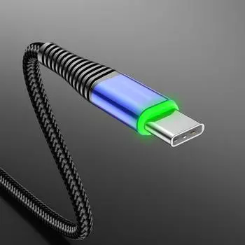 Кабель USB C, 3A QC3.0 Тип C Зарядное устройство Кабель для быстрой зарядки, НейлонОвый плетеный USB C Зарядное устройство для телефона Шнур для мобильного телефона 1M чёрный