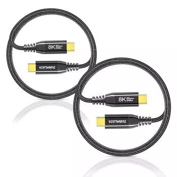 Кабель USB C 8K/60 Гц Видеовыход 1,5 м 2 шт. [высокоскоростная передача данных 40 Гбит/с, быстрая зарядка 240 Вт/5 А, совместимость с PD] USB3.2 Gen2 Type-C