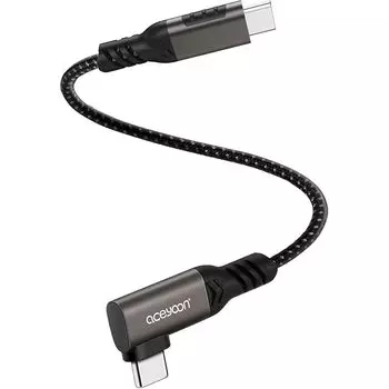Кабель USB C Aceyoon Maximum 240 Вт, 10 см, Г-образный, тип «папа» - 90 градусов, короткий, 10 см, шнур для зарядки QC 4.0, сверхбыстрая зарядка, синхронизация данных, 0,1 м