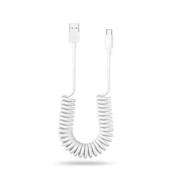 Кабель USB C Длина от 30 см до 1 м/1,5 м, быстрая зарядка до 6 А, телескопический, тип C, передача данных 480 Мбит/с, катушечный, высокая прочность, предотвращение
