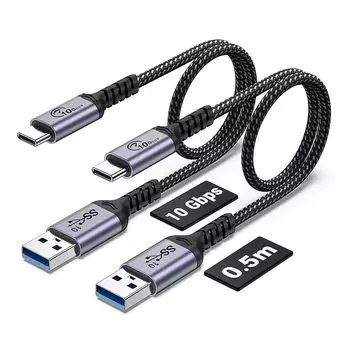 Кабель USB C длиной 50 см, 10 Гбит/с, 2 шт. в упаковке, кабель SUMPK 3.1 типа C 3 A для быстрой зарядки и передачи данных, совместимый с Samsung Galaxy S 21 10 9 Note