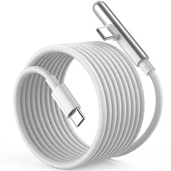 Кабель USB C длиной 5 м, L-образный, 240 Вт, тип C, быстрая зарядка, совместим с iPhone 16, 15 Pro max Plus/iPad Pro/iPad Air5, 4 Mini, 6 10-го поколения/Galaxy S24, S23