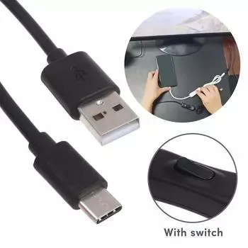 Кабель USB-C для передачи данных с переключателем Type-C USB2.0 Адаптерный шнур USB-Type C поддерживает быструю зарядку и передачу данных 30 чёрный