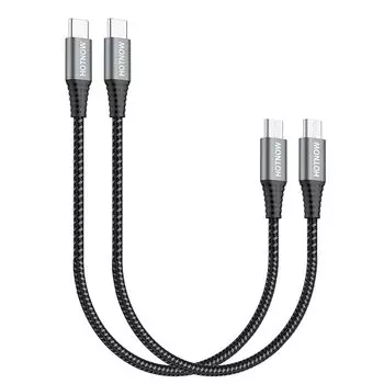 Кабель USB C - Micro OTG 30 см, 2 шт., 0,3 м, оплетенный кабель USB-C Micro USB для зарядки, поддержка зарядки и передачи данных