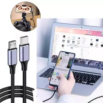 Кабель USB C - Micro USB Type C с нейлоновой оплеткой, 2,4 А, быстрая зарядка и синхронизация данных со скоростью 480 Мбит/с для планшетов и телефонов