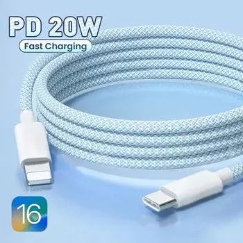Быстрая зарядка 20 Вт PD USB C кабель для iPhone 14 13 12 Pro Max USB C кабель для iPhone 12 Mini Pro Max USB Type C кабель для передачи данных 1/2 м 1M синий