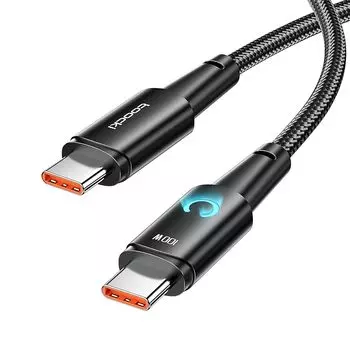 Кабель USB C toocki 0,25 м 100 Вт PD для быстрой зарядки типа C. Поставляется с уникальным дизайном, подсвеченным дисплеем в форме полумесяца, черного цвета. Кабель для зарядки типа C. Телефон