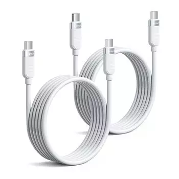 Кабель USB C Toocki 1M 60W [Комплект из 2 шт.] Тип C для быстрой зарядки Совместимость с PD/QC Силиконовый кабель Мягкий Не запутывается В комплекте с кабельными стяжками Белый кабель для зарядки