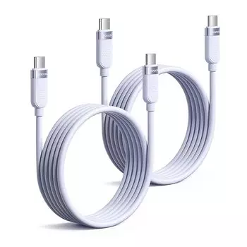 Кабель USB C Toocki 2M 60W [Комплект из 2 шт.] Тип C, быстрая зарядка, совместимый с PD/QC, мягкий силиконовый кабель, не запутывается, в комплекте с кабельными стяжками, фиолетовый кабель для зарядки