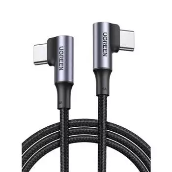 Кабель USB-C UGREEN L-образной формы [PD 100 Вт/5 А, быстрая зарядка, 1 м] Кабель USB-C Type C в нейлоновой оплетке, совместимый с устройствами USB-C, такими как MacBook/iPad/Chrome