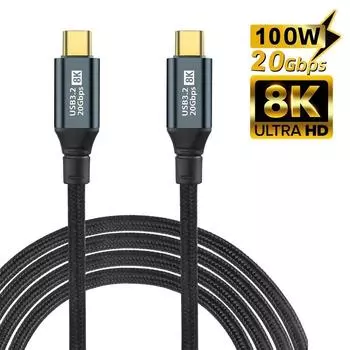Кабель USB C-USB C PD 100 Вт USB 3.2 Type-C Gen2 20 Гбит/с 8K @ 60 Гц Видеокабель для передачи данных для ПК, ноутбука, Macbook, iPad, iPhone 15 Pro Max 0.5m