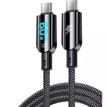Кабель USB-C - USB-C Выходной экран дисплея 60 Вт/6 А PD быстрая зарядка Установлен чип E-marker Смартфон 1,2 м 16 кабель корпус из цинкового сплава Прочный