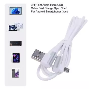 Кабель USB-Micro USB длиной 2 м с прямым углом, поддерживает быструю синхронизацию и зарядку для планшетов, телефонов, наушников, консолей