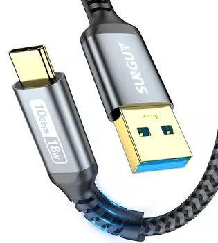 Кабель USB SUNGUY Gen2 Type C, высокоскоростная передача данных 10 Гбит/с, короткий кабель Type C, совместимый с Android Auto, быстрая зарядка до 3 А, позолоченный