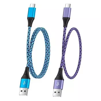 Кабель USB типа C (0,3+0,5М) 3A быстрая зарядка QC3.0 совместимый кабель для зарядки типа C Высокопрочный нейлоновый iPhone 16 для зарядки серии A до iPhone16,