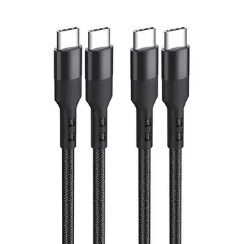 Кабель USB типа C (Комплект из 2 шт., 1м)Suptopwxm[совместимый с PD, быстрая зарядка 60 Вт, высокоскоростная передача данных 480 Мбит/с] (USB-C) Кабель USB из прочного нейлона для