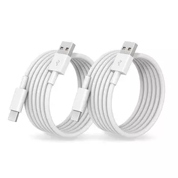 Кабель USB типа C (Комплект из 2 штук, белый, 1м) LpoieJun [2.4A сверхбыстрая зарядка / продукт, совместимый с USB2.0] Тип C (USB-C на USB-A 2.0) ПВХ повышенной прочности