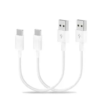 Кабель USB типа C (Комплект из 2 штук, белый, 0,3 м)LpoieJun [2.4A сверхбыстрая зарядка / продукт, совместимый с USB2.0] Тип C (USB-C на USB-A 2.0) ПВХ повышенной прочности