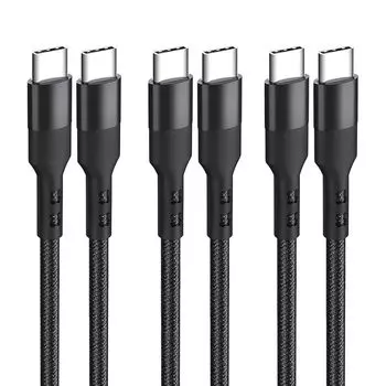 Кабель USB типа C (Набор из 3 штук, 2м)Suptopwxm[совместимый с PD, быстрая зарядка 60 Вт, высокоскоростная передача данных 480 Мбит/с] (USB-C) Кабель USB из прочного нейлона для