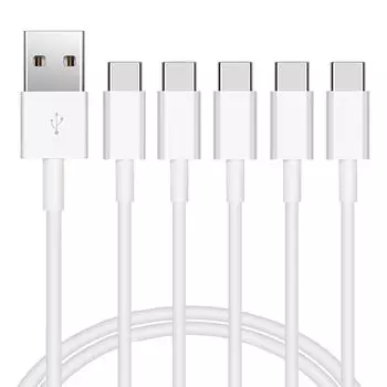 Кабель USB типа C (набор из 5 штук, 1,5 м) Suptopwxm USB-A и кабель [совместимый с быстрой зарядкой 2,4 А/скорость 480 Мбит/с] кабель для зарядки USB типа C для смартфонов,