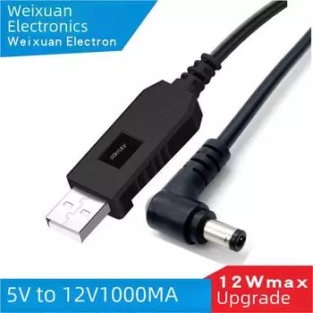 Кабель USB to DC5521 Elbow 5V-12V Round Head Boost для зарядки аккумулятора 9V 9V 35135 elbow 1 meter 12W