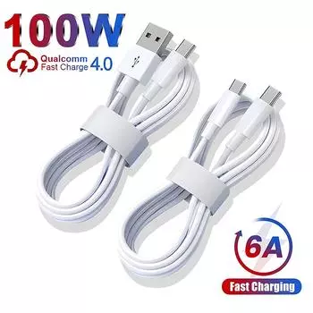 Кабель USB Type C 100 Вт для Samsung S23 S22 Ultra Huawei P30 Pro Xiaomi Redmi Oneplus 6A, аксессуары для зарядного кабеля для быстрой зарядки 1M