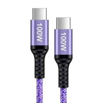 Кабель USB Type C 100 Вт PD-совместимый, быстрая зарядка, установлен чип E-marker, USB-C - Высокопрочный нейлоновый трикотажный кабель Type C для зарядки, высокая скорость
