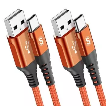 Кабель USB Type C [3 м/комплект из 2 шт.] Кабель Sweguard USB-C и USB-A 3,1 А [совместимый с быстрой зарядкой QC3.0] кабель для зарядки типа C для iPhone16/iPhone 15 Pro MAX,