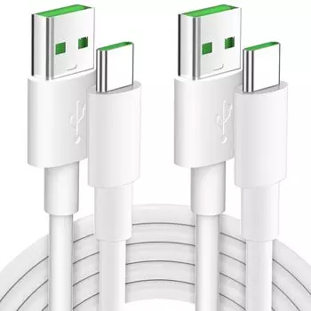 Кабель USB Type-C 65 Вт 6 А Совместимый кабель для быстрой зарядки OPPO SuperVOOC 1,8 м/2 шт. Кабель для зарядки Reno9 A/Reno7 A/Reno10 Pro/Find X3 Pro/A79 type-c
