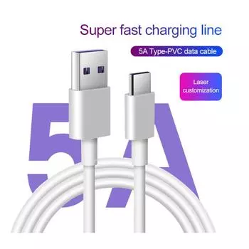Кабель USB Type C для быстрой зарядки 5А для Samsung S20 S9 S8 Xiaomi Huawei P30 Pro, провод для зарядки мобильного телефона, белый кабель, поддержка даты 1m белый