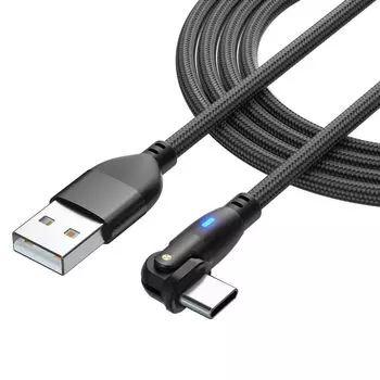 Кабель USB Type C Г-образной формы с возможностью поворота на 180 градусов, микрокабель для быстрой зарядки и высокоскоростной передачи данных Изготовлен из армированного термопластичного эластомера (TPE) для Galaxy и других типов Android