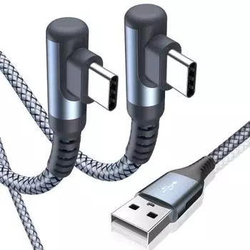 Кабель USB Type C, Г-образный [набор из 2 шт., 3 м] Кабель Sweguard USB-C — USB-A [совместим с PD&QC3.0, быстрая зарядка 3,1 А] Кабель для зарядки типа C для iPhone 16, 15 Pro M