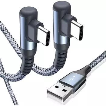 Кабель USB Type C L-образной формы [Комплект из 2 штук по 1 м] Кабель Sweguard USB-C на USB-A [совместимый с PD и QC3.0, быстрая зарядка, 3,1 А] кабель для зарядки iPhone 16 15 Pro типа C