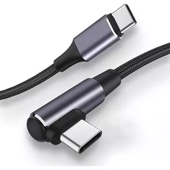 Кабель USB Type C L-образной формы 0,25 м 100 Вт/5 А PD-совместимый QC 4.0 быстрая зарядка высокоскоростная передача данных Прочный нейлоновый трикотажный кабель для зарядки C-Type C