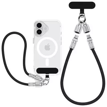 Кабель USB Type-C to C с ремешком 2 роли в 1 65 Вт/0,3 м Тип кабеля мобильный ремешок ручка шейный ремешок кабель iPhone 16 Защита от падений Защита от потерь