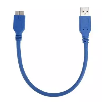 Кабель USBA-MicroB USB3.0 для внешнего жесткого диска, скорость передачи данных 5 Гбит/с, синий(0,3 метра ) 30cm / 11.81in