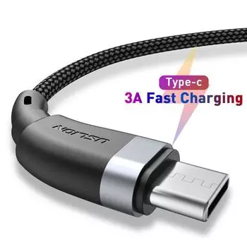 Кабель USLION USB Type C для Samsung S10 S9, кабель быстрой зарядки 3,0, кабель USB C для быстрой зарядки для Huawei P30, Xiaomi, зарядное устройство USB-C, провод 0.5m красный