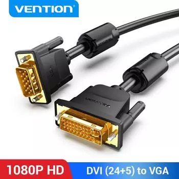 Кабель Vention DVI-VGA DVI D 24+1 штекер-VGA HD 15P штекерный адаптер двухканальный видеокабель с поддержкой 1080P Full HD от портативного ПК