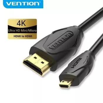Кабель Vention Micro HDMI-HDMI, кабель «папа-папа», 1 м, 1,5 м, 3 м, 5 м, 3D 1080P 1,4, версия для камеры планшета, кабель Micro Mini HDMI