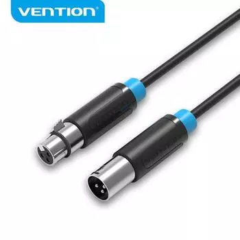 Кабель Vention XLR, караоке, микрофон, звуковая вилка кабеля Cannon, удлинитель XLR, кабель микрофона для аудиомикшеров, усилителей, шнур XLR 1M чёрный