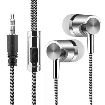 Кабель Weave с микрофоном 3,5 мм разъем проводного управления наушники-вкладыши гарнитура проводной Eraphone серебряный