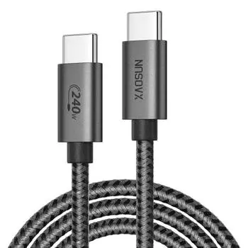 Кабель XAOSUN USB C 240 Вт 3 м сверхбыстрая зарядка совместим с зарядным кабелем USB Type C 2.0 мощностью 140 Вт 480 Мбит/с совместим с моделями типа C, такими как iPhone