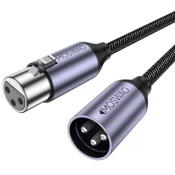 Кабель XLR MOSWAG Микрофонный кабель 1 метр Кабель XLR Балансное соединение XLR для записи микрофона Совместим с записывающими устройствами, такими как AV чёрный