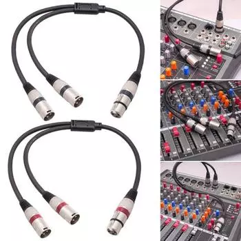 Кабель XLR Y-разветвитель XLR «папа» на двойной XLR «мама» Y-разветвитель 3-контактный балансный микрофонный кабель для микрофонов Микшеры Усилители мощности чёрный