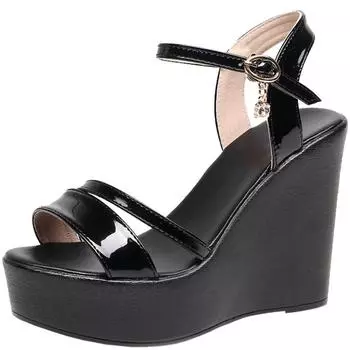 Каблук 6 см 8 см 11,5 см Зеленые босоножки на танкетке Женские босоножки на танкетке с открытым носком Пляжная обувь на высоком каблуке Босоножки на платформе Маленькие размеры Plus 33-43 33