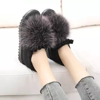 Каблук толстый и теплый, а внутренняя высота неглубокой горловины увеличивается с одной педалью.. Туфли Doudou, пушистые туфли, женские бархатные котто 35 чёрный