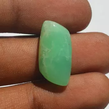 Кабошон из хризопраза - 15 карат, натуральный драгоценный камень, фантазийная форма для рукоделия 21x11 MM зелёный