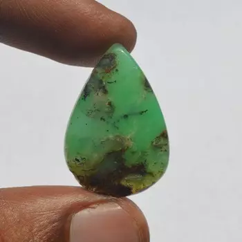 Кабошон из хризопраза - 15 карат, натуральный драгоценный камень, поделки из камня грушевидной формы 27x19 MM зелёный