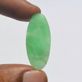 Кабошон из хризопраза - 16 карат, натуральный драгоценный камень, овальная форма, для рукоделия 33x15 mm зелёный